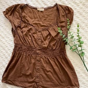3 for $25! Brown peasant top